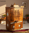 Hand Painted Solid Sheesham Wood Pooja Mandir with Door | DDASSWTSolid-34