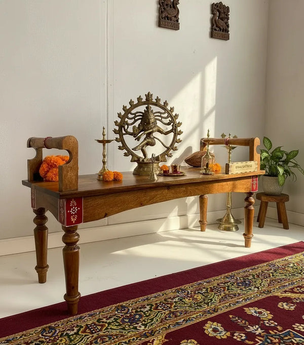 Wooden Pooja Aasan Or Mandap for Home & Office | For Laxmi Pujan | DDASSWTSolid-102 - D'DASS Store