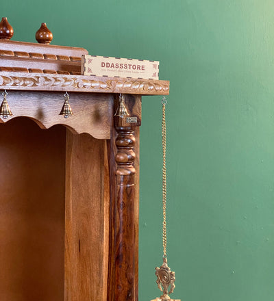 Shri Kartikeya South Indian Style Solid Sheesham Wood Pooja Mandir | DDASSWTSOLID-40 - D'DASS Store