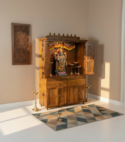 Shri Kuber South Indian Style Solid Sheesham Wood Pooja Mandir | DDASSWTSOLID-42