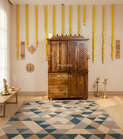 Sri Annpurna South Indian Style Solid Sheesham Wood Pooja Mandir | DDASSWTSOLID-41