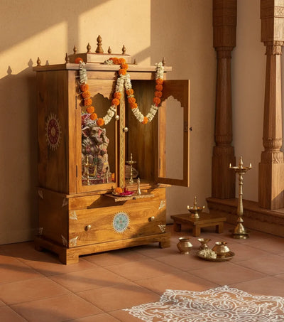 Solid Sheesham Wooden Pooja Temple & Mandap | Pooja Cabinet | DDASSWTSolid-9 - D'DASS Store