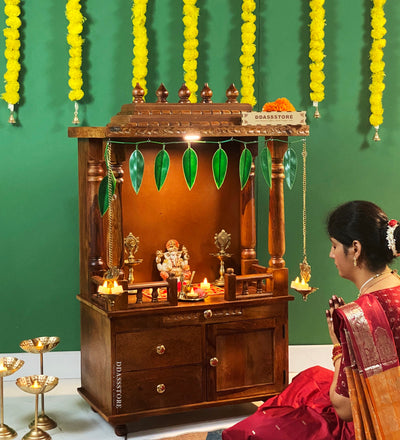 Shri Swaminarayan Solid Sheesham Wood Pooja Mandir | DDASSWTSOLID44 - D'DASS Store