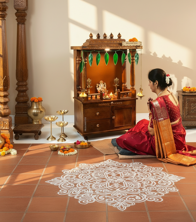 Shri Swaminarayan Solid Sheesham Wood Pooja Mandir | DDASSWTSOLID44