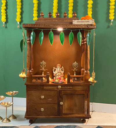 Shri Swaminarayan Solid Sheesham Wood Pooja Mandir | DDASSWTSOLID44 - D'DASS Store