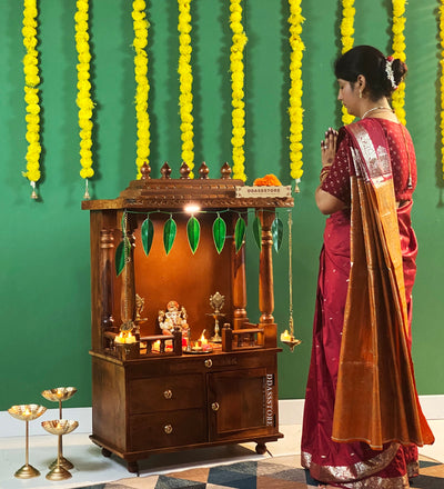 Shri Swaminarayan Solid Sheesham Wood Pooja Mandir | DDASSWTSOLID44 - D'DASS Store