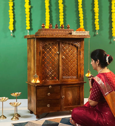 Shri Dwarkadhish Solid Sheesham Wood Pooja Mandir | DDASSWTSOLID45 - D'DASS Store