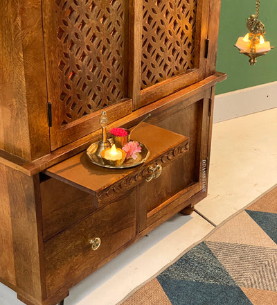 Shri Dwarkadhish Solid Sheesham Wood Pooja Mandir | DDASSWTSOLID45 - D'DASS Store