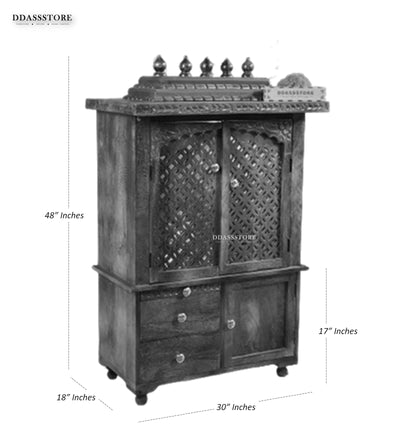 Shri Dwarkadhish Solid Sheesham Wood Pooja Mandir | DDASSWTSOLID45 - D'DASS Store