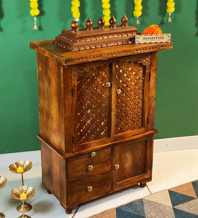 Shri Dwarkadhish Solid Sheesham Wood Pooja Mandir | DDASSWTSOLID45 - D'DASS Store