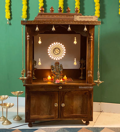 Sri Radha Govind Solid Sheesham Wood Pooja Mandir| DDASSWTSOLID46 - D'DASS Store