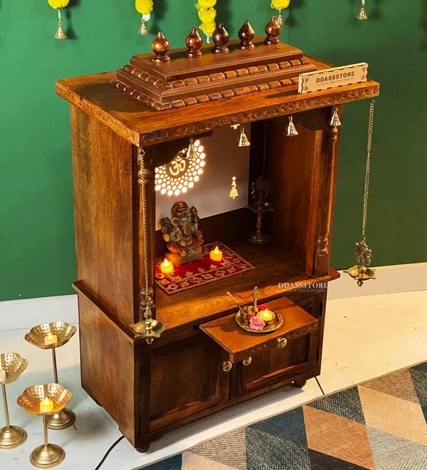 Sri Radha Govind Solid Sheesham Wood Pooja Mandir  | DDASSWTSOLID46 - D'DASS Store