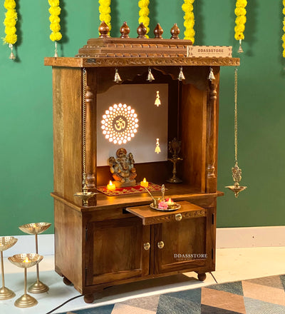 Sri Radha Govind Solid Sheesham Wood Pooja Mandir| DDASSWTSOLID46 - D'DASS Store