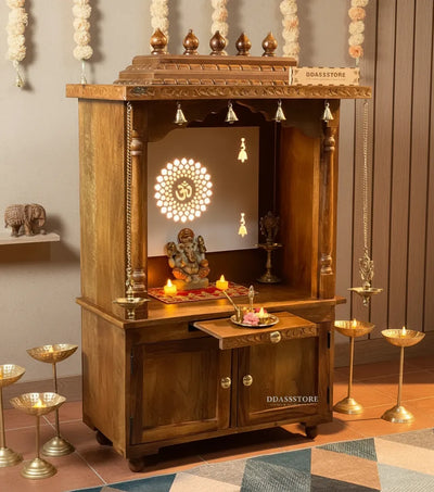 Sri Radha Govind Solid Sheesham Wood Pooja Mandir| DDASSWTSOLID46 - D'DASS Store