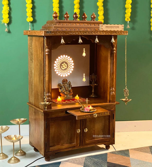 Sri Radha Govind Solid Sheesham Wood Pooja Mandir  | DDASSWTSOLID46 - D'DASS Store