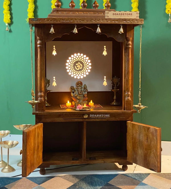 Sri Radha Govind Solid Sheesham Wood Pooja Mandir  | DDASSWTSOLID46 - D'DASS Store