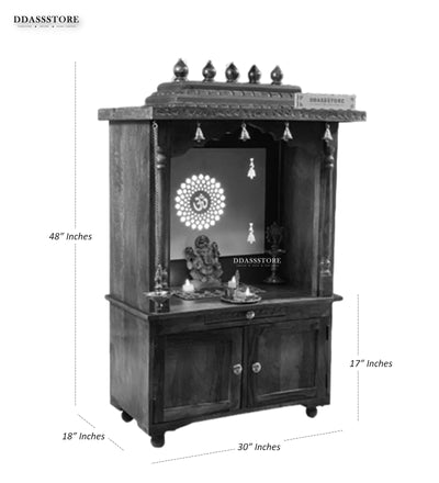 Sri Radha Govind Solid Sheesham Wood Pooja Mandir| DDASSWTSOLID46 - D'DASS Store
