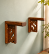 Heavy Duty Carved Wooden Stand for Home Temple | Solid Wood Support Base (Set of 2)