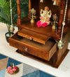 Sri Meenakshi Solid Wooden Pooja Mandir and Mandap with Gopuram - D'DASS Store