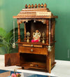 Sri Meenakshi Solid Wooden Pooja Mandir and Mandap with Gopuram - D'DASS Store