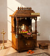 Sri Meenakshi Solid Wooden Pooja Mandir and Mandap with Gopuram - D'DASS Store