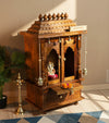 Sri Saraswati Solid Wooden Pooja Mandir and Mandap with Gopuram - D'DASS Store