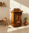 Sri Annpurna Solid Wooden Pooja Mandir and Mandap with Gopuram - D'DASS Store