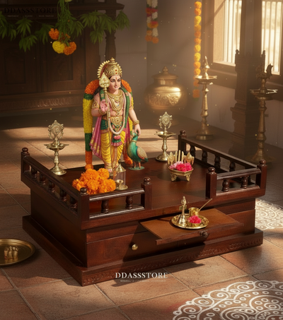 Solid Sheesham Wooden Pooja Peeta and Wooden Aasan for Pooja| DDASSWTSolid-4