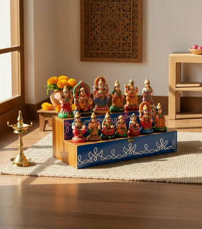Handpainted Kollam GOLU Stand Kolu Padi & Steps Altar - D'DASS Store