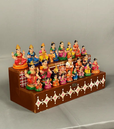 Sri Annpurna Kollam Painted GOLU Stand Kolu Padi & Steps Altar - D'DASS Store