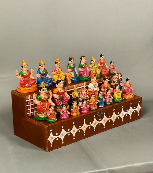 Sri Annpurna Kollam Painted GOLU Stand Kolu Padi & Steps Altar