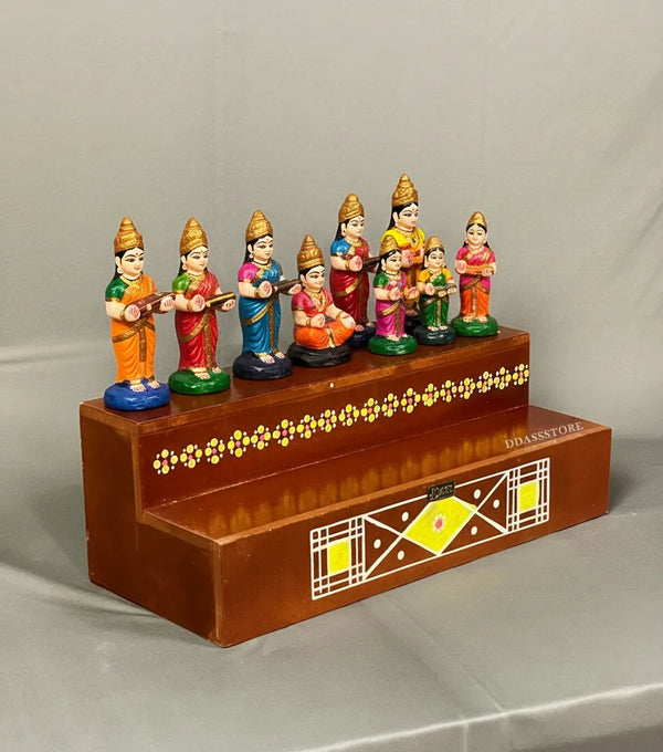 Wooden Handpainted Kollam GOLU Stand Kolu Padi & Steps Altar
