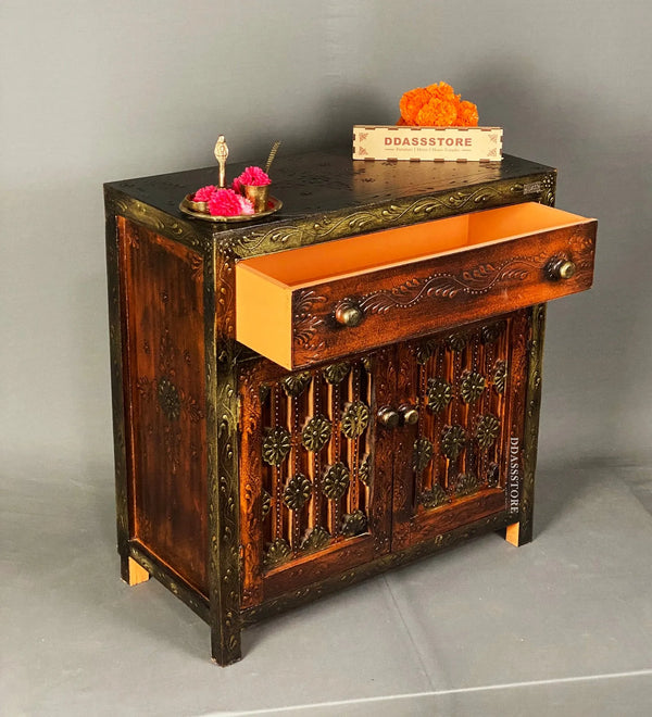 Wooden Puja Temple Cabinet for Home | WT2425Cabinet_C - D'DASS Store