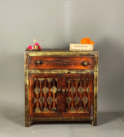 Wooden Puja Temple Cabinet for Home | WT2425Cabinet_C - D'DASS Store