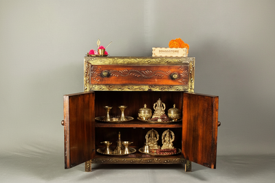 Wooden Puja Temple Cabinet for Home | WT2425Cabinet_C - D'DASS Store