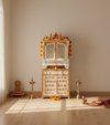 Wooden Pooja Temple & Puja Mandap with Cabinet for Home | WT2412Cabinet_RGD