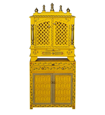 Wooden Pooja Temple & Puja Mandap with Cabinet for Home | WT2412Cabinet_YGD - D'DASS Store