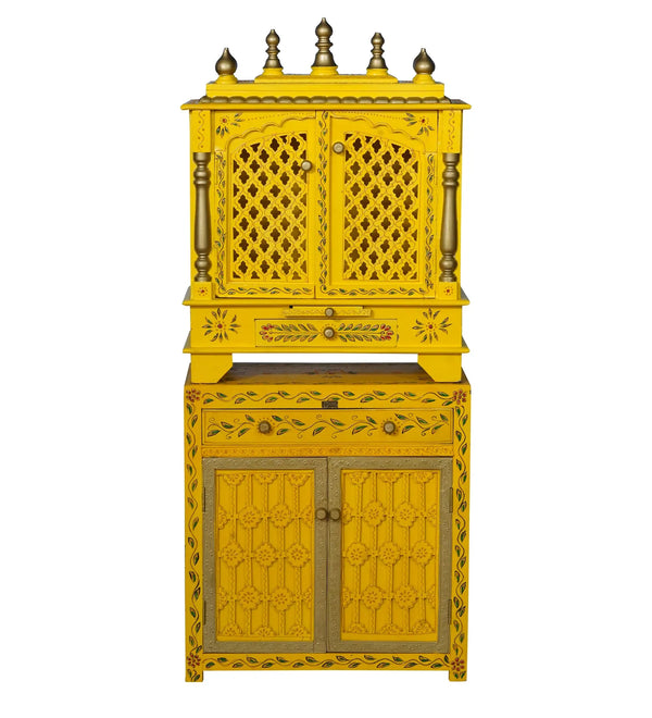 Wooden Pooja Temple & Puja Mandap with Cabinet for Home | WT2412Cabinet_YGD - D'DASS Store