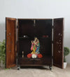 Dark Polish MDF Sheesham Big Wooden Pooja Cabinet With Door For Home &Office
