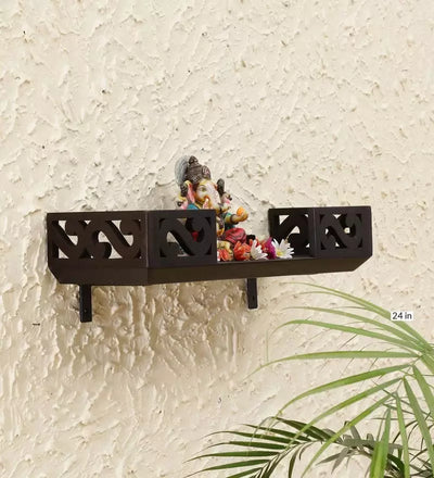 Dark Wall Hanging Wooden Home Shelf temple for Pooja