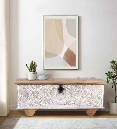 HandCarved Decorative Wooden Trunk & Storage Box