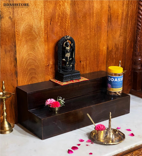 Distress Wooden Steps Altar for Wooden Home Temple | GOLU Stand Kolu Padi (Set of 2) 