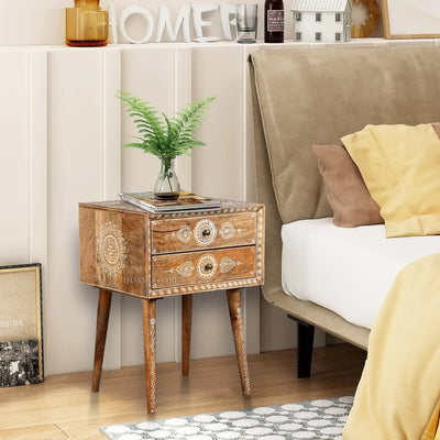 Distressed Green Solid wood Bedside Table
