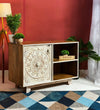 Distressed Natural Solid wood HandCarved TV cabinet with Storage for Living Room