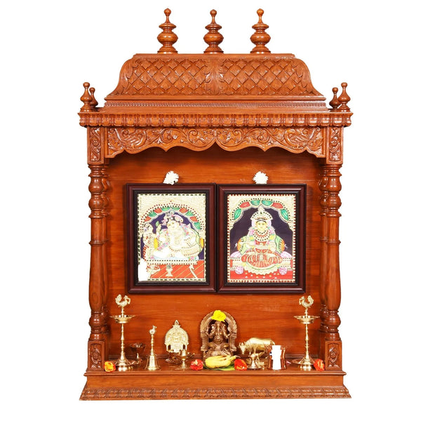 Diwali Dhanteras pujan -55" South Indian Style Saagwan Sheesham Wood Pooja Mandap