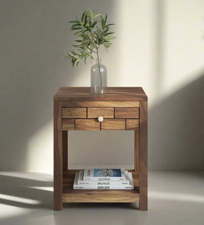 Elemental Teak Wood Bedside Table