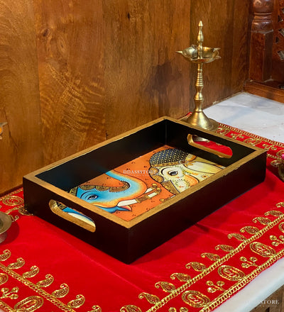 Elephant Wooden Pooja Tray & Thali for Home Temple