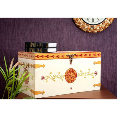 Ethnic Style Decorative Distressed Wooden Trunk 