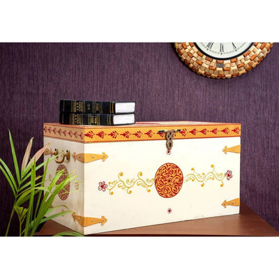 Ethnic Style Decorative Distressed Wooden Trunk 