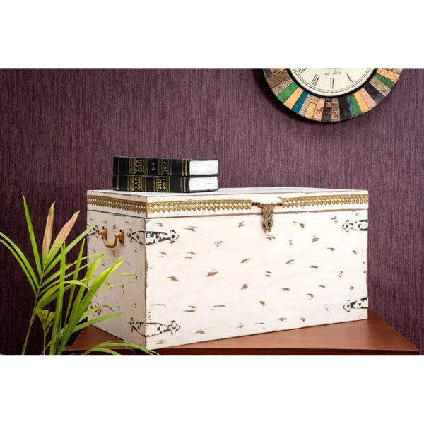 Ethnic Style Decorative Distressed Wooden Trunk &amp; Storage Box